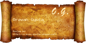 Oravan Gyula névjegykártya